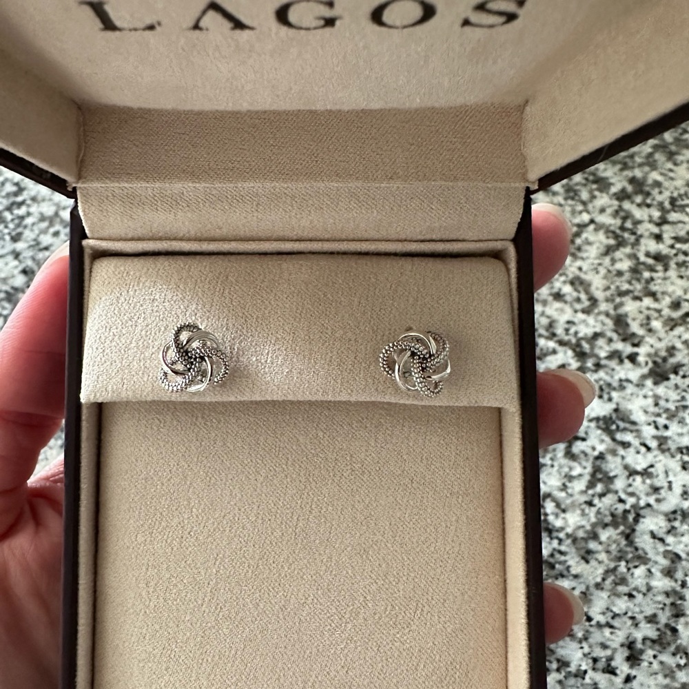 LAGOS Small Silver Love Knot Stud Earrings